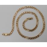 A 9ct gold heavy weight figaro chain, with a clasp at each end and a spare clasp, all three