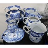 A Chinese export cylindrical mug and assorted other blue and white ceramics Condition Report: