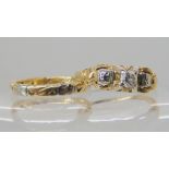 A 14ct gold diamond ring set with a 0.10ct brilliant cut, finger size L, together with a 14k