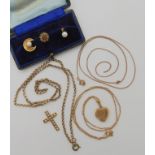 A 9ct locket and chain length 42cm, locket 2.2cm x 1.3cm, a 9ct gold vintage chain 50cm (clasp not