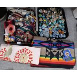 A Beaver State saddle blanket, assorted hand painted handles and other items Condition Report: Not