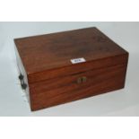 A mahogany writing slope with brass handles, 30cm wide (def) Condition Report: Available upon