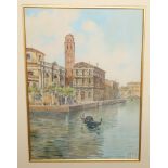 VITTORIO RAPPINI Venetian canal scene, signed, watercolour, 34 x 24cm Condition Report: Available