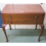 A mahogany two drawer canteen on cabriole legs, 82cm high x 88cm wide x 46cm deep Condition