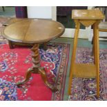 A Victorian mahogany circular table with barley twist support on tripod base, 72cm high x 67cm