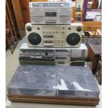 A Philips d8614 stereo sound machine, a Binatone visioncorder 01/9771, a Sharp gf 4343 radio, A