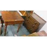 An oak Art Deco style three drawer chest, 76cm high x 76cm wide x 46cm deep and a mahogany hall