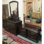 A three drawer chest of drawers, 80cm high x 133cm wide x 54cm deep, wall mirror 105cm high x 88cm
