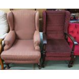 A wingback armchair and another armchair (2) Condition Report: Available upon request
