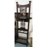 A stained oak hall stand with mirror, 190cm high x 74cm wide x 27cm deep Condition Report: Available