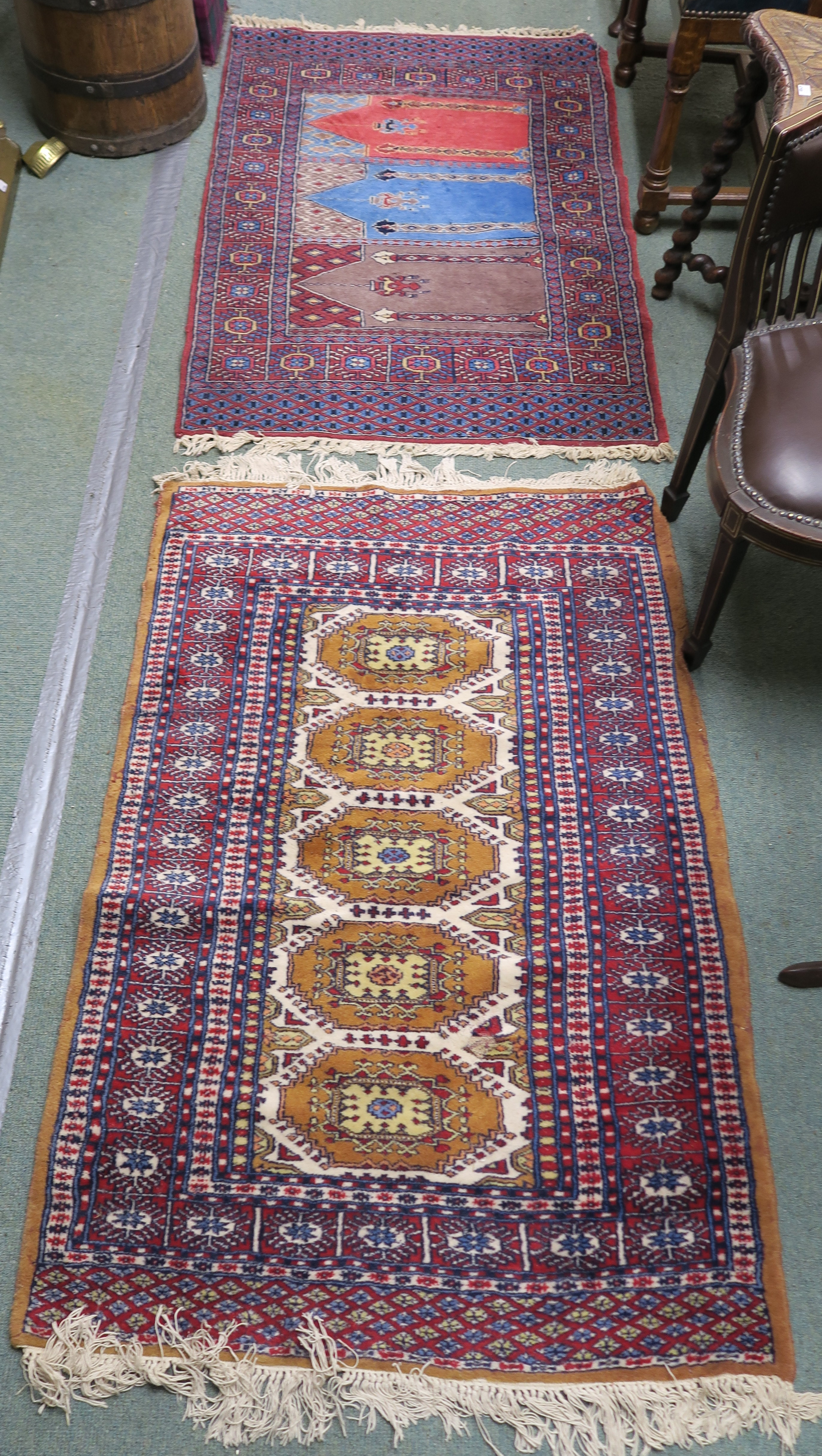 Two Eastern style rugs, 122cm x 82cm and an Eastern style runner, 154cm x 61cm (3) Condition Report: