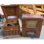 A Celeste gramophone in oak cabinet retailed by Paterson, Sons & Co Perth and a Philips radio (2)