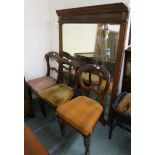 A large mirror, 155cm x 112cm and three Victorian chairs (4) Condition Report: Available upon