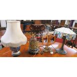 A Tiffany style table lamp and three other table lamps (4) Condition Report: Available upon request