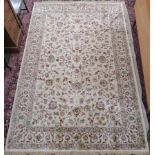 A light ground modern rug with allover Keshan design, 300cm x 200cm Condition Report: Available upon