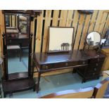 A Stag cheval mirror, 154cm high, a dressing table, 130cm high x 118cm wide x 46cm deep and a four