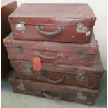 Four vintage leather cases (4) Provenance: The Late Dr Helen. E. C. Cargill Thompson Condition