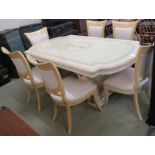 An Italian high gloss dining table 78cm high x 198cm wide x 110cm deep with six dining chairs (7)