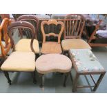 A pair of Victorian chairs, two stools and two other chairs (6) Condition Report: Available upon