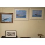 Three Bauwens limited edition prints, 372/750 of RMS Queen Elizabeth and 306/650 Aquitania, 44/850