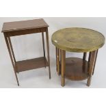 A mahogany side table (John Taylor and Son, Edinburgh), 77cm high x 49cm wide x 32cm deep and a