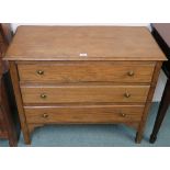 An oak three drawer chest, 76cm high x 90cm wide x 43cm deep Condition Report: Available upon