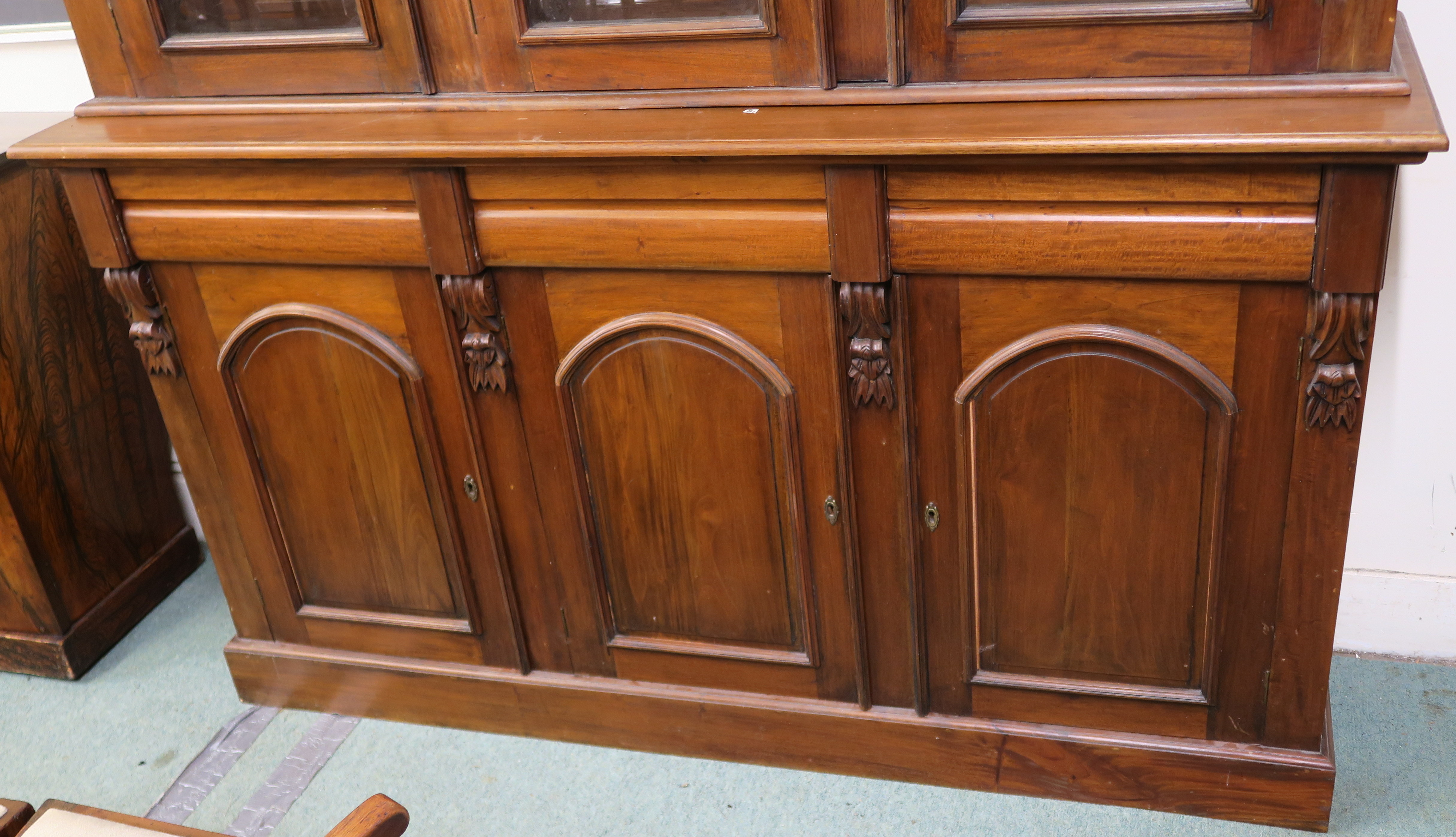 A Reproduction hardwood bookcase with three glazed doors over a base with three drawers over three - Image 3 of 3