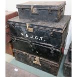 Four Jones`s metal trunks (4) Provenance: The Late Dr Helen. E. C. Cargill Thompson Condition