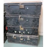 Three Jones`s metal trunks and another metal trunk (4) Provenance: The Late Dr Helen. E. C.