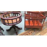 A reproduction mahogany Canterbury and circular table with metal inset (2) Condition Report: