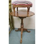 A reproduction tilt top occasional table and small footstool (2) Condition Report: Available upon