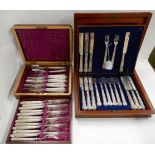 A lot comprising a cased twenty four piece EP dessert cutlery set and a port thirty six piece set (