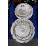 Assorted Limoges and other French porcelain wares decorated with roses Provenance: The Late Dr