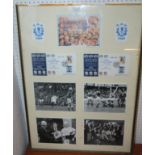 A framed display Scotland v. England, 100th Match, Murrayfield, 4th February 1984, with first day