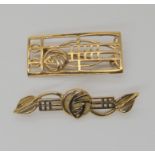 Two 9ct gold Mackintosh style brooches weight combined 11.5gms Condition Report: Available upon