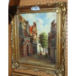 R FAINELLO Continental street scene, signed, oil on panel, 29 x 23cm Condition Report: Not available