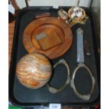 A tray lot including snuff boxes, marble ball etc Condition Report: Available upon request