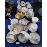 A collection of teawares including tea bowls and saucers, Adderleys Woodland teacup and saucer,