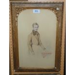 MUSGRAVE Portrait of a lady and gentlemen, three quarter length, watercolour and pencil, 38 x