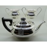 A three piece silver tea service, Sheffield 1938, 1136gms Condition Report: Not available for this