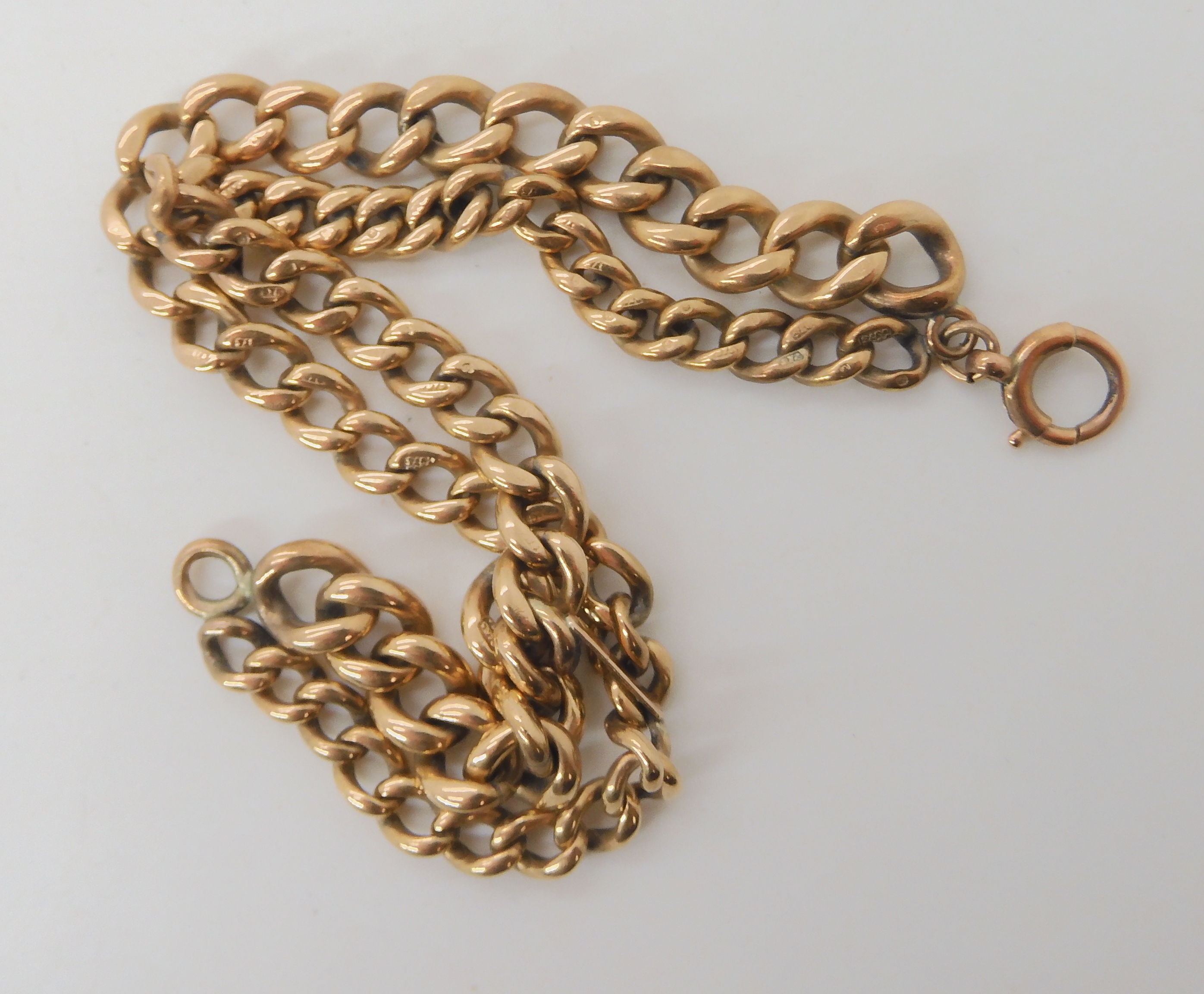 A bracelet made from a 9ct gold fob chain hallmarked to every link, weight 31.7gms Condition Report: - Image 2 of 2