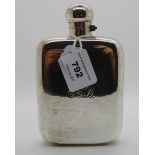 A silver spirit flask, Sheffield 1902 monogrammed "CEB", 16cm x 10.5cm, 243gms Condition Report: Not