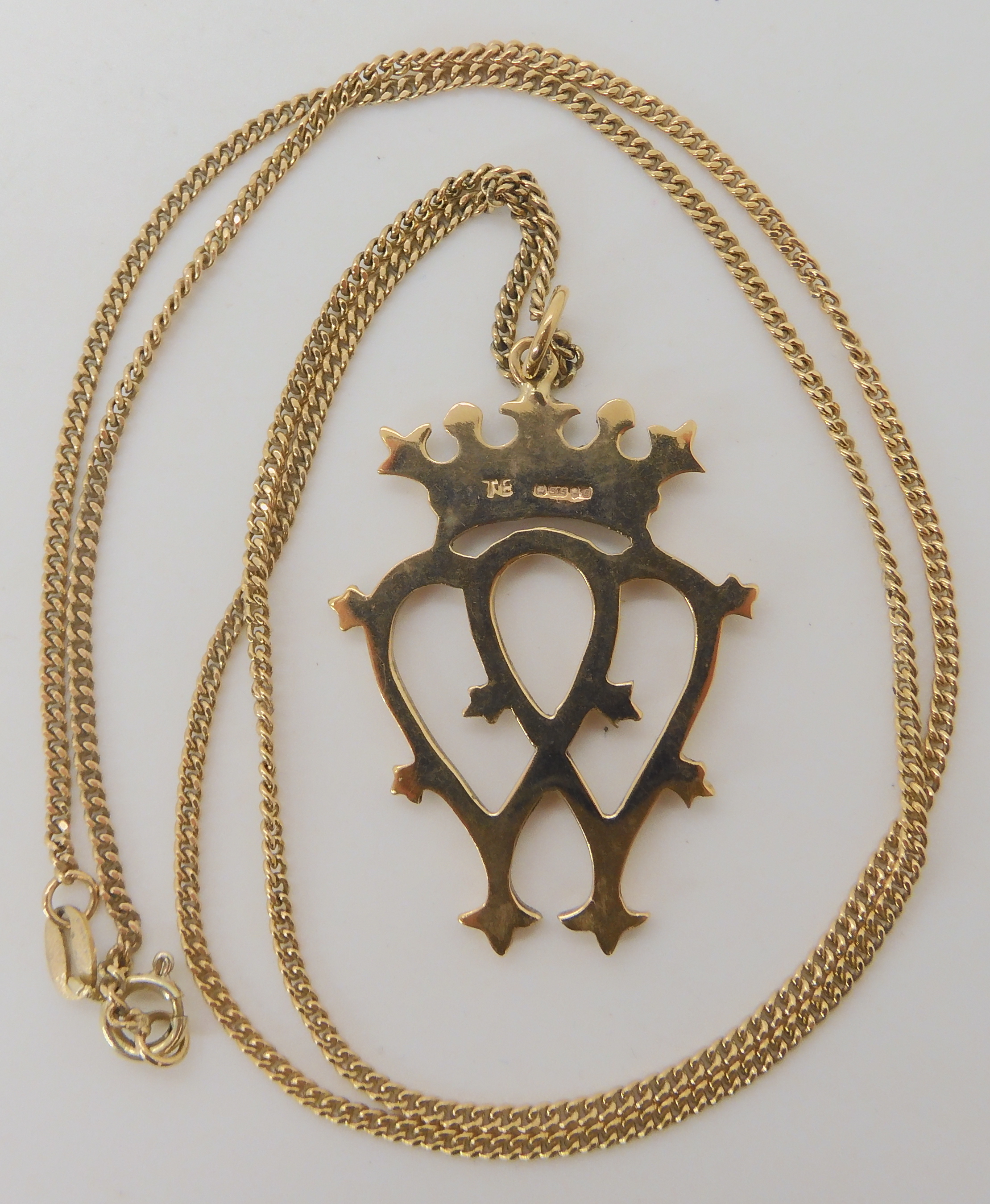 A 9ct gold luckenbooth and chain, length of pendant 4.4cm, chain 55cm, weight 11gms Condition - Image 2 of 2