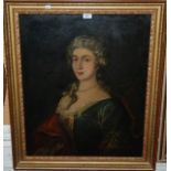 BRITISH SCHOOL Portrait of a lady wearing pearls, oil on canvas, 73 x 60cm Condition Report: Not