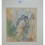 SHOLTO JOHNSTONE DOUGLAS Figures in a landscape, pastel, 26 x 22cm Condition Report: Not available