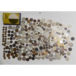 A collection of GB and foreign coins including some pre'47 florins etc Condition Report: Not