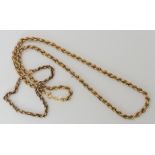 A 9ct gold rope chain length 52cm, with matching bracelet length 18cm, weight together 15.3gms