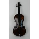 A two piece back violin 35.5 cm bearing label to the interior Antonius Stradiuvarius Cremonenfis