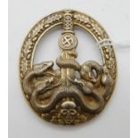 A German anti-Partisan badge, no makers' marks, missing fixing pin Condition Report: Not available