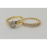 An 18ct gold illusion set diamond ring, set with estimated approx 0.20cts of brilliant cut diamonds,
